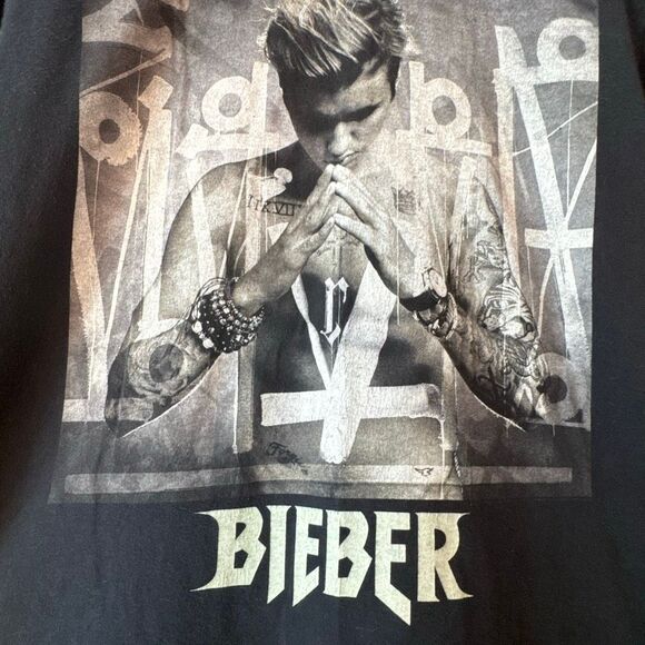 JUSTIN BIEBER Purpose Tour Faith Quote Black Graphic Tee - Picture 3 of 11